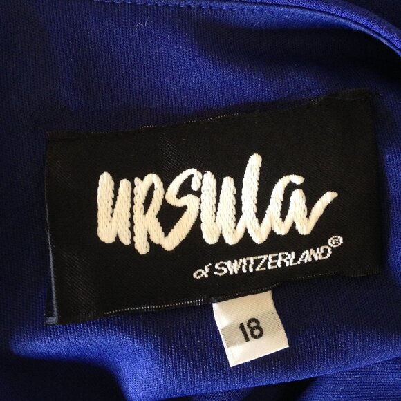 Vintage Ursula of Switzerland Tiered Dress Blue 18 - Picture 3 of 5